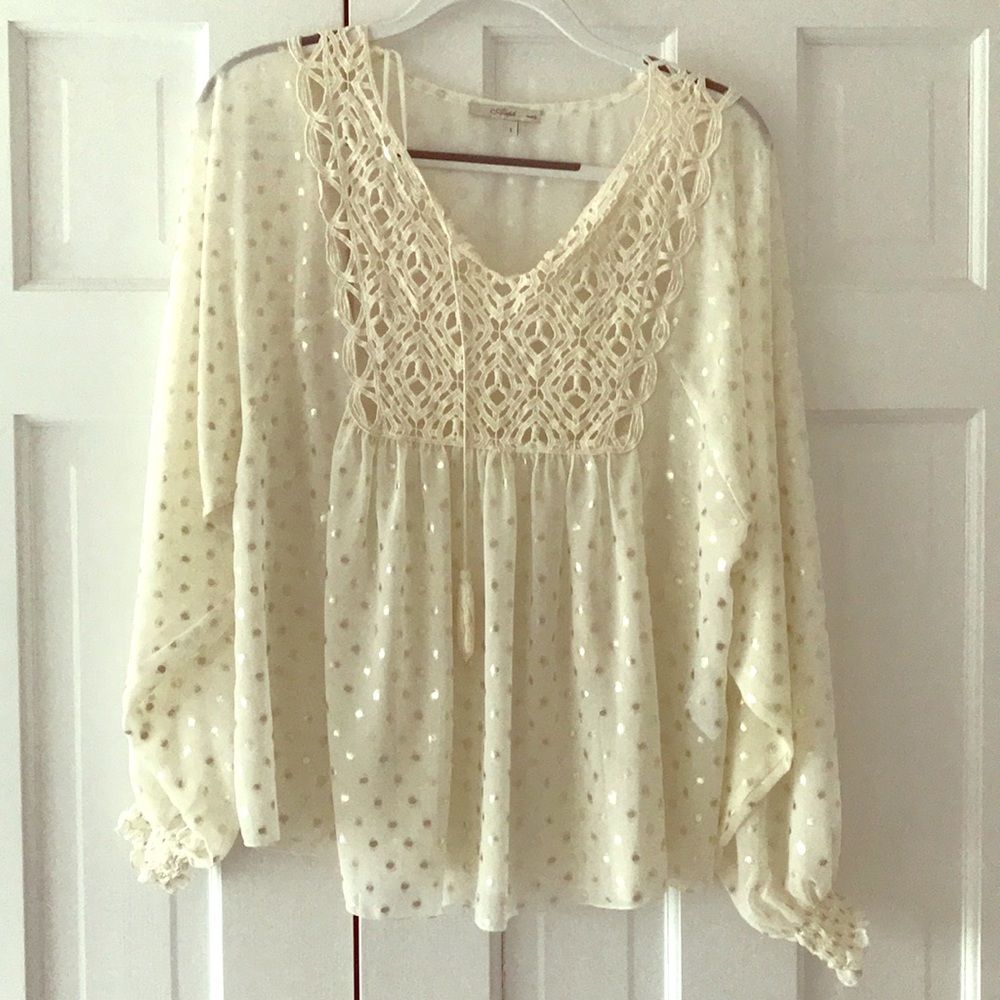 Blouse gold polka dot